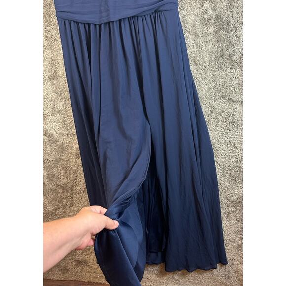 LuLu's Thoughts Of Hue Navy Blue Surplice Chiffon Maxi Bridesmaid Dress Gown XL - Picture 6 of 12